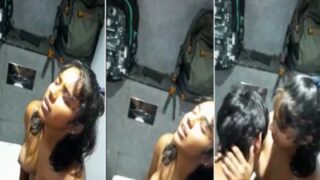 Fsiblog com Teen College Guy Licks GF Pussy In A Public Bathroom